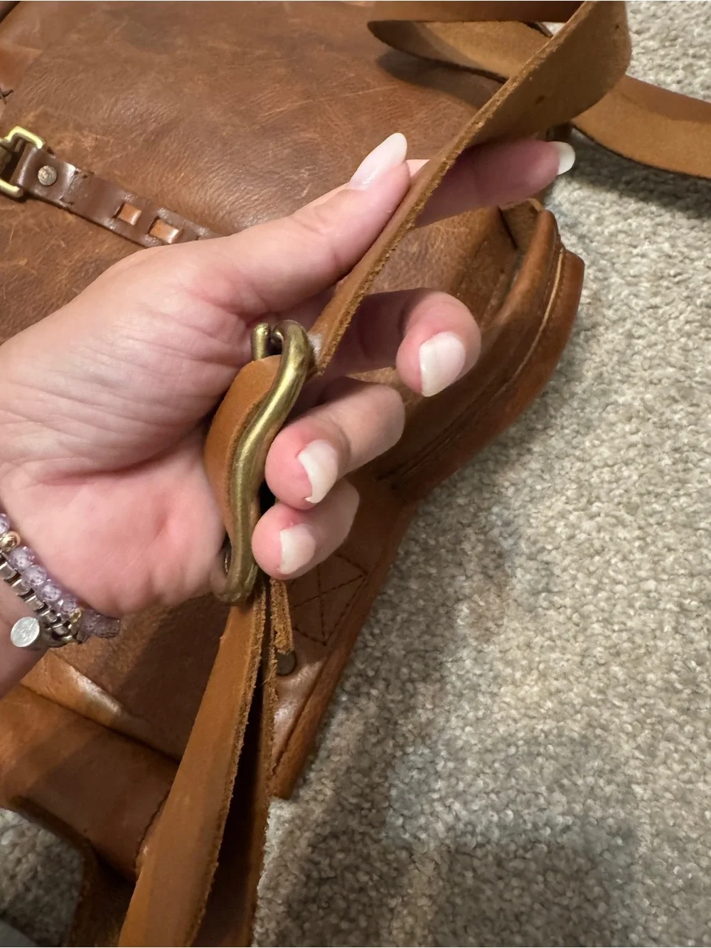 Leather Messenger Bag in Brown